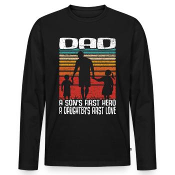Vintage Father's Day Retro Dad Dad First Love Hero - Men's Premium Organic Long Sleeve Shirt - black - Front - Nico (187cm)