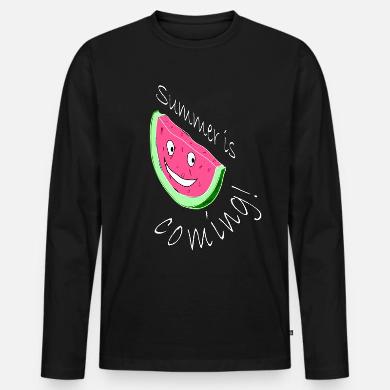 Melone Melonen Wassermelone - Männer Premium Bio Langarmshirt - Schwarz