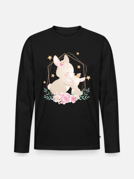 Cute Baby with Mama - Men's Premium Organic Long Sleeve Shirt - black