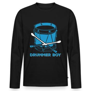 Drummer Boy Batteur Garçon - T-shirt manches longues Premium bio Homme - noir - Devant - Nico (187cm)