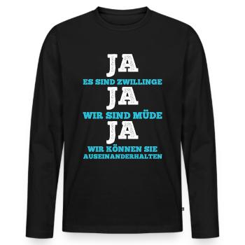 Vater Papa von Zwillingen Zwillingspapa Papa - Männer Premium Bio Langarmshirt - Schwarz - Vorne - Nico (187cm)