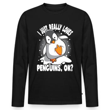 Penguin South Pole Antarctic funny saying gift - Men's Premium Organic Long Sleeve Shirt - black - Front - Nico (187cm)