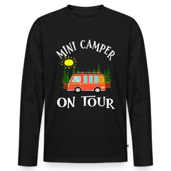 Petit campeur sur Tour Roadtrip Camping Bus - T-shirt manches longues Premium bio Homme - noir - Devant - Nico (187cm)