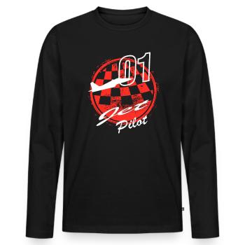 JET PILOT - T-shirt manches longues Premium bio Homme - noir - Devant - Nico (187cm)