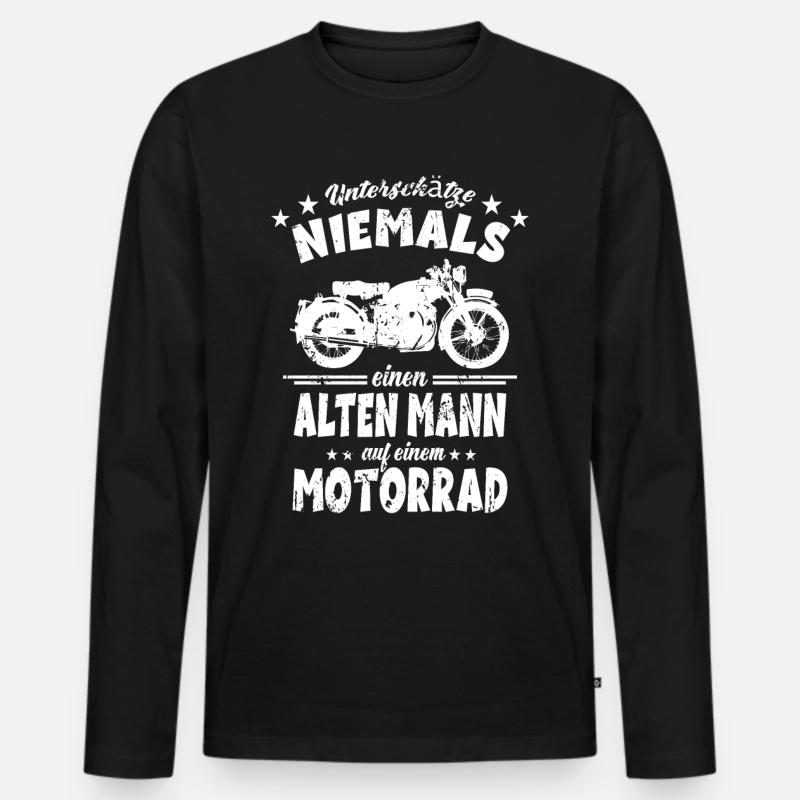 Alten Mann auf einem Motorrad - Motorradfahrer - Männer Premium Bio Langarmshirt - Schwarz