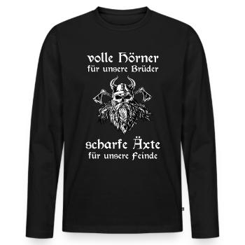 Wikinger Sprüche Berserker Nordmann Geschenkidee - Männer Premium Bio Langarmshirt - Schwarz - Vorne - Nico (187cm)