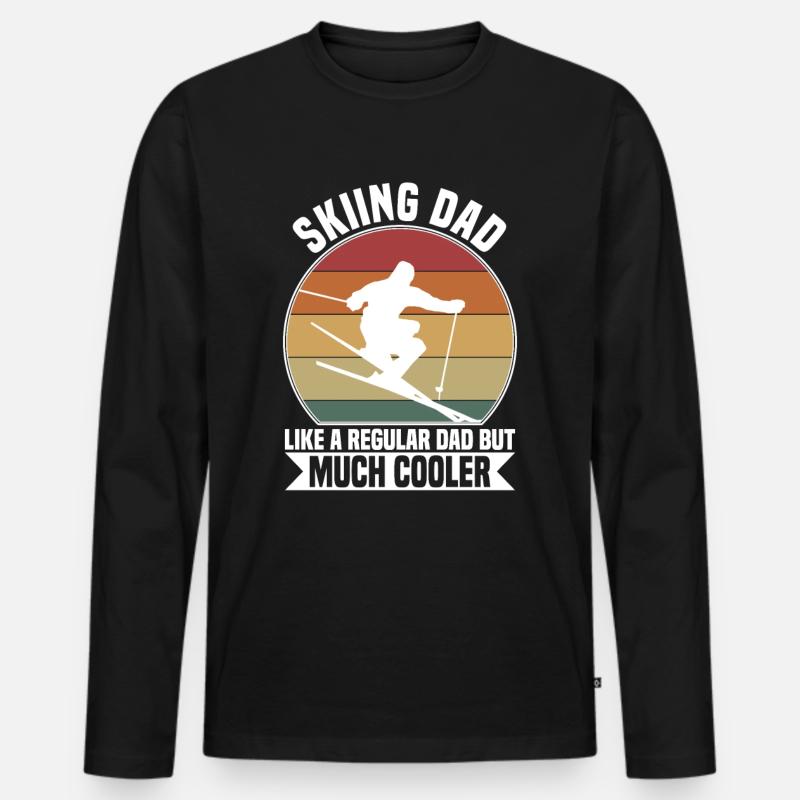 Skiing dad - Männer Premium Bio Langarmshirt - Schwarz