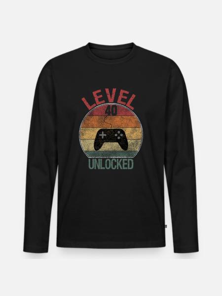 Level 40 unlocked - Männer Premium Bio Langarmshirt - Schwarz