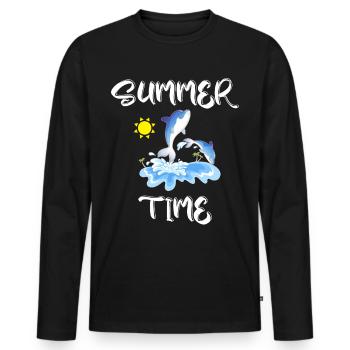Heure d’été - T-shirt manches longues Premium bio Homme - noir - Devant - Nico (187cm)