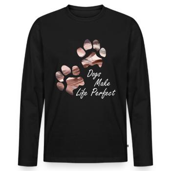 Paw prints dog paws paws dogs - Men's Premium Organic Long Sleeve Shirt - black - Front - Nico (187cm)