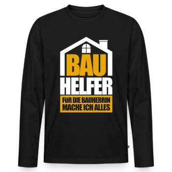 Bauhelfer Baustelle Geschenk - Männer Premium Bio Langarmshirt - Schwarz - Vorne - Nico (187cm)