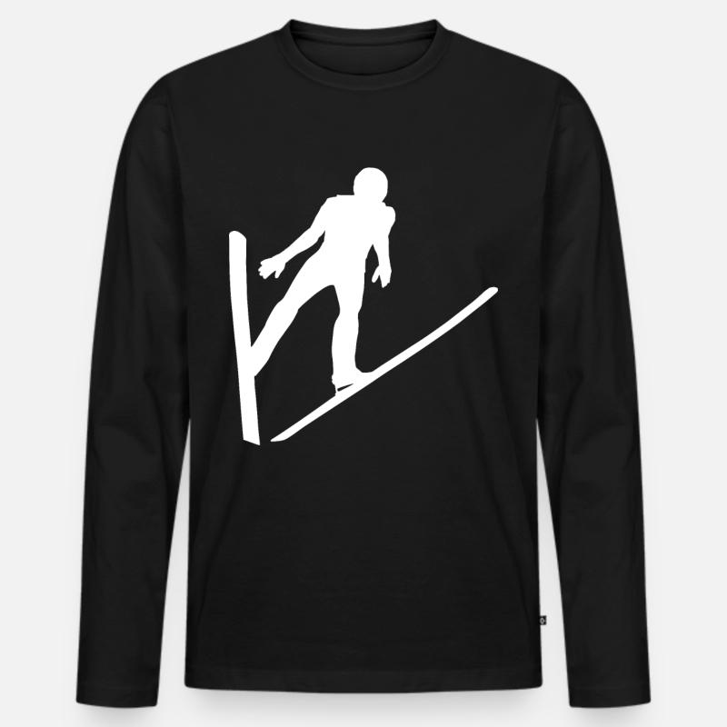 Skispringen Skifliegen Skispringer - Männer Premium Bio Langarmshirt - Schwarz