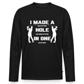 Funny Golf Gift Perfect For All Golfers - Men's Premium Organic Long Sleeve Shirt - black - Front - Nico (187cm)