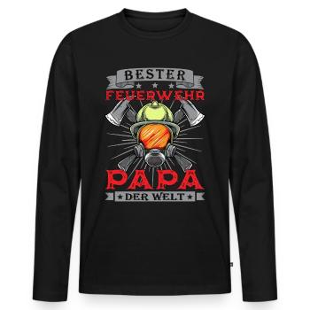 Feuerwehr Papa Vater Feuerwehrhelm Berufsfeuerwehr - Männer Premium Bio Langarmshirt - Schwarz - Vorne - Nico (187cm)