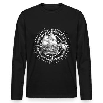 Voile Tshirt Sailing catamaran bateau pour la régate - T-shirt manches longues Premium bio Homme - noir - Devant - Nico (187cm)