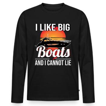 Yacht Boat Owner Boat Powerboat Motor yacht - Men's Premium Organic Long Sleeve Shirt - black - Front - Nico (187cm)
