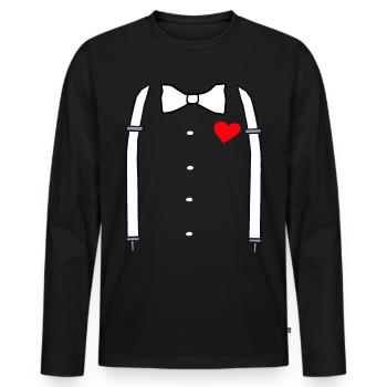 Suspenders and bow tie with hearts JGA fun shirt - Men's Premium Organic Long Sleeve Shirt - black - Front - Nico (187cm)