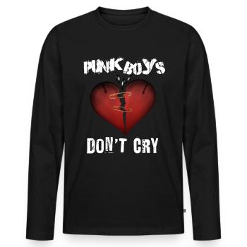 Punkboys Don't Cry Heart Friends Gift - Men's Premium Organic Long Sleeve Shirt - black - Front - Nico (187cm)
