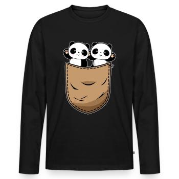 Kawaii Panda Amant - T-shirt manches longues Premium bio Homme - noir - Devant - Nico (187cm)