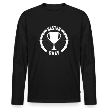 Bester Chef - Männer Premium Bio Langarmshirt - Schwarz - Vorne - Nico (187cm)