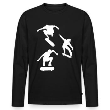 Skate skater - T-shirt manches longues Premium bio Homme - noir - Devant - Nico (187cm)