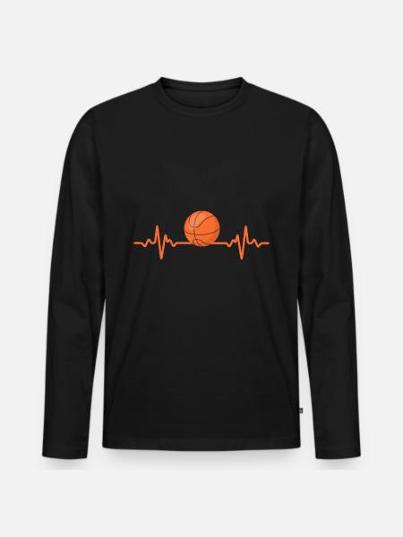 Heartbeat Basketball - Men's Premium Organic Long Sleeve Shirt - black