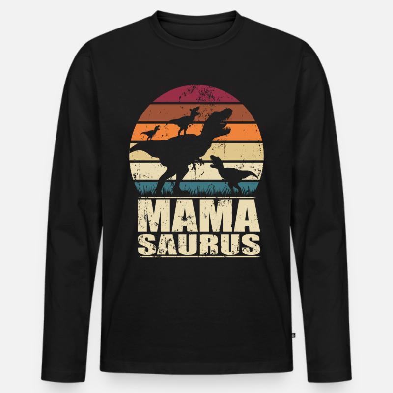 Mamasaurus Rex Dinosaurier Mutter Dino Drillinge - Männer Premium Bio Langarmshirt - Schwarz