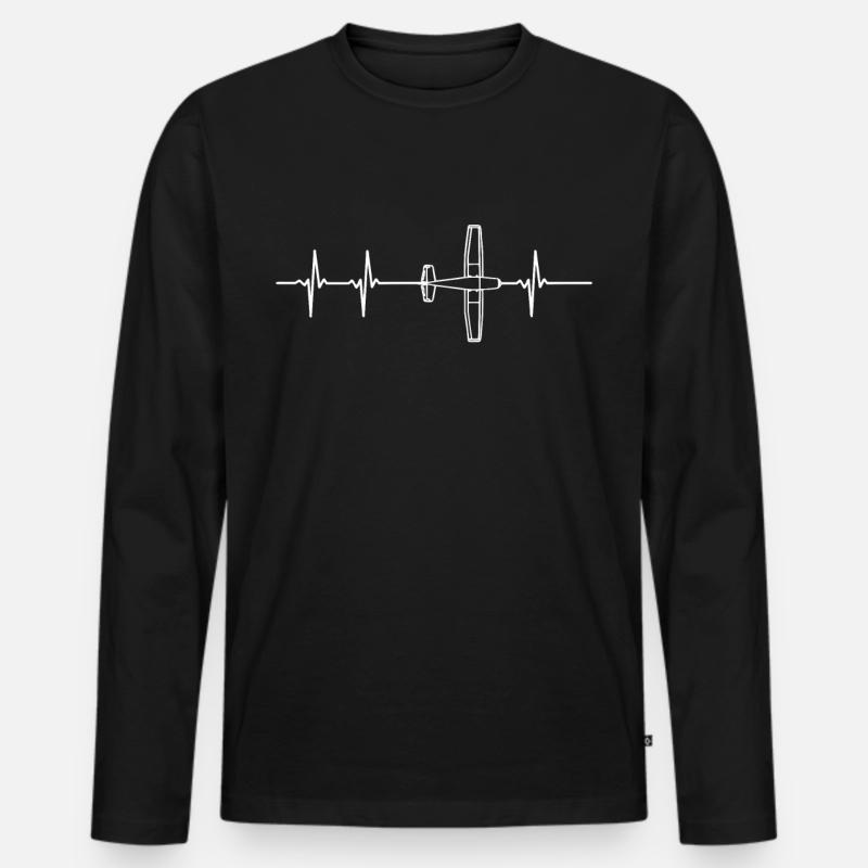 Airplane Heartbeat Co-pilot Aircraft Pilot Aviator - Männer Premium Bio Langarmshirt - Schwarz