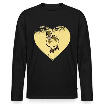 Ente Entchen Quak - Männer Premium Bio Langarmshirt - Schwarz - Vorne - Nico (187cm)