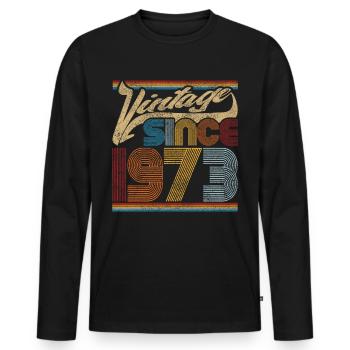 Vintage Since 1973 - Cadeau pour le 48e anniversaire - T-shirt manches longues Premium bio Homme - noir - Devant - Nico (187cm)