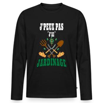J' Peux Pas, J'ai Jardinage Cadeau Jardinage - T-shirt manches longues Premium bio Homme - noir - Devant - Nico (187cm)