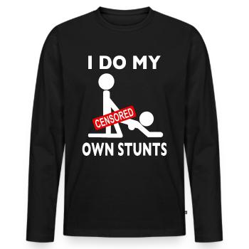 I Do All My Own Stunts Strichmännchen Sex - Männer Premium Bio Langarmshirt - Schwarz - Vorne - Nico (187cm)