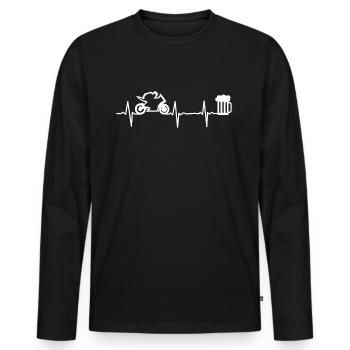 Vélo de course Moto Battement de coeur Bière Dirt Bike - T-shirt manches longues Premium bio Homme - noir - Devant - Nico (187cm)