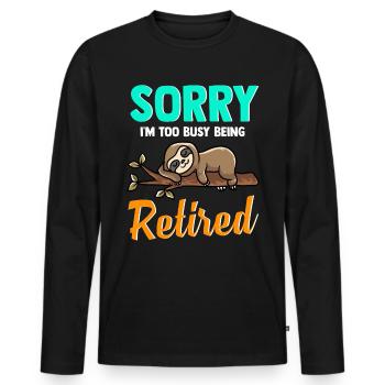 Faultier Rente Ruhestand Rentner Rentnerin - Männer Premium Bio Langarmshirt - Schwarz - Vorne - Nico (187cm)