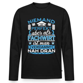 Fachwirt Abschluss Weiterbildung Geschenk - Männer Premium Bio Langarmshirt - Schwarz - Vorne - Nico (187cm)