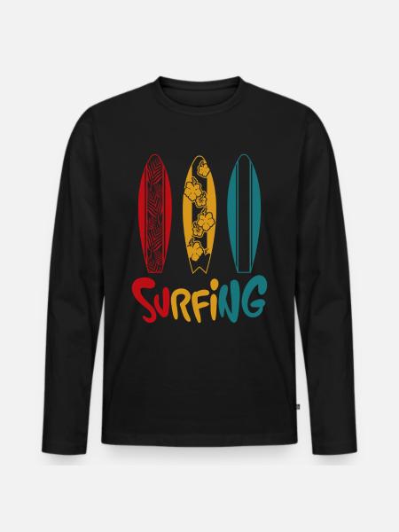 Surfing surfeur surf - T-shirt manches longues Premium bio Homme - noir