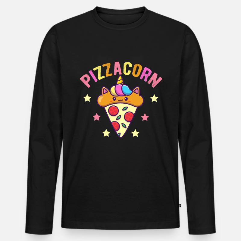 Pizzakorn - Männer Premium Bio Langarmshirt - Schwarz