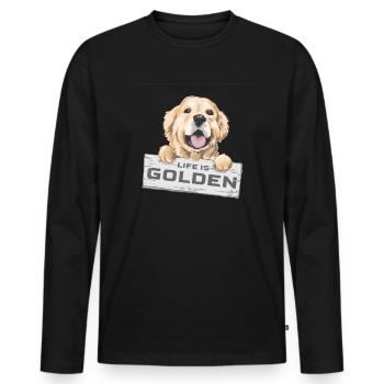 Life is Golden Retriever Gift Labrador - Men's Premium Organic Long Sleeve Shirt - black - Front - Nico (187cm)
