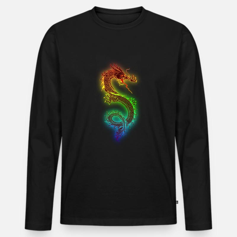 Kunst Drache - Männer Premium Bio Langarmshirt - Schwarz