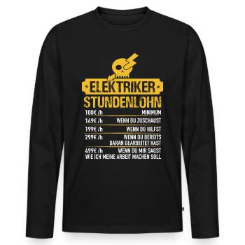 Électriciens Salaire horaire - T-shirt manches longues Premium bio Homme - noir - Devant - Nico (187cm)