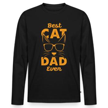 Best Cat Dad Ever, Cat Daddy Gift - T-shirt manches longues Premium bio Homme - noir - Devant - Nico (187cm)