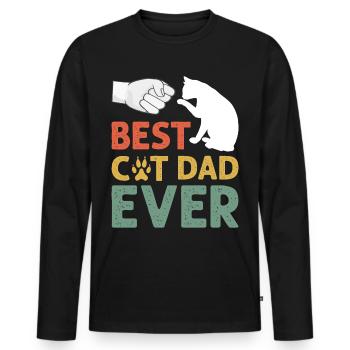 Best Cat Dad Ever, Cat Daddy Gift - T-shirt manches longues Premium bio Homme - noir - Devant - Nico (187cm)