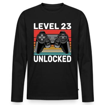 Level 23 Unlocked - 23e anniversaire cadeau de gamer - T-shirt manches longues Premium bio Homme - noir - Devant - Nico (187cm)