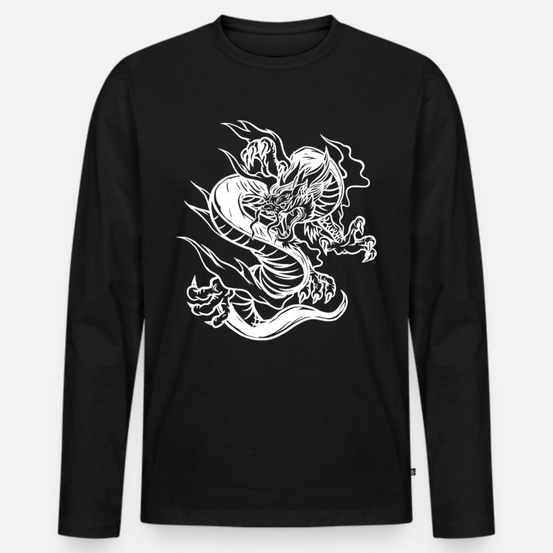mit chinesischen Drachen chinesischem Drache - Männer Premium Bio Langarmshirt - Schwarz