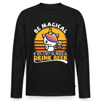 Buveurs de bière Boissons Boissons Bière Licorne - T-shirt manches longues Premium bio Homme - noir - Devant - Nico (187cm)