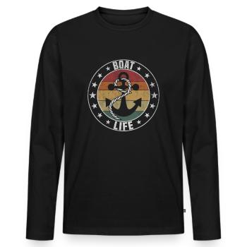 Boat Life - Men's Premium Organic Long Sleeve Shirt - black - Front - Nico (187cm)