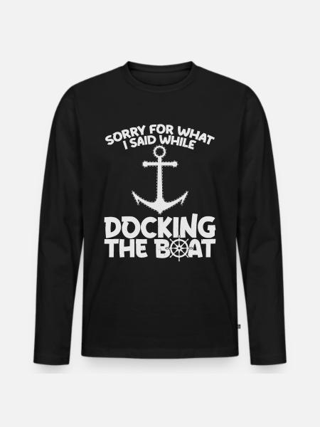 Ship Skipper Captain - Men's Premium Organic Long Sleeve Shirt - black