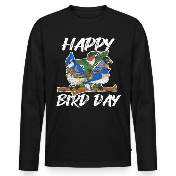 Ornithology pun for an ornithologist - Men's Premium Organic Long Sleeve Shirt - black - Front - Nico (187cm)