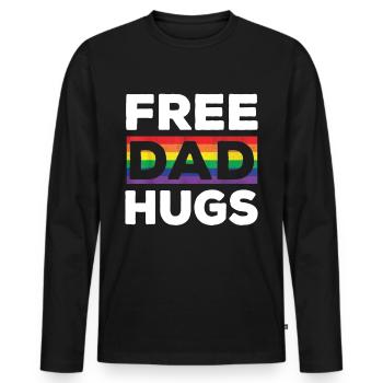 Free Dad Hugs Rainbow LGBT Pride Fathers Day - Men's Premium Organic Long Sleeve Shirt - black - Front - Nico (187cm)