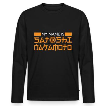 Chinese crypto BTC Bitcoin Holder decentralized - Men's Premium Organic Long Sleeve Shirt - black - Front - Nico (187cm)